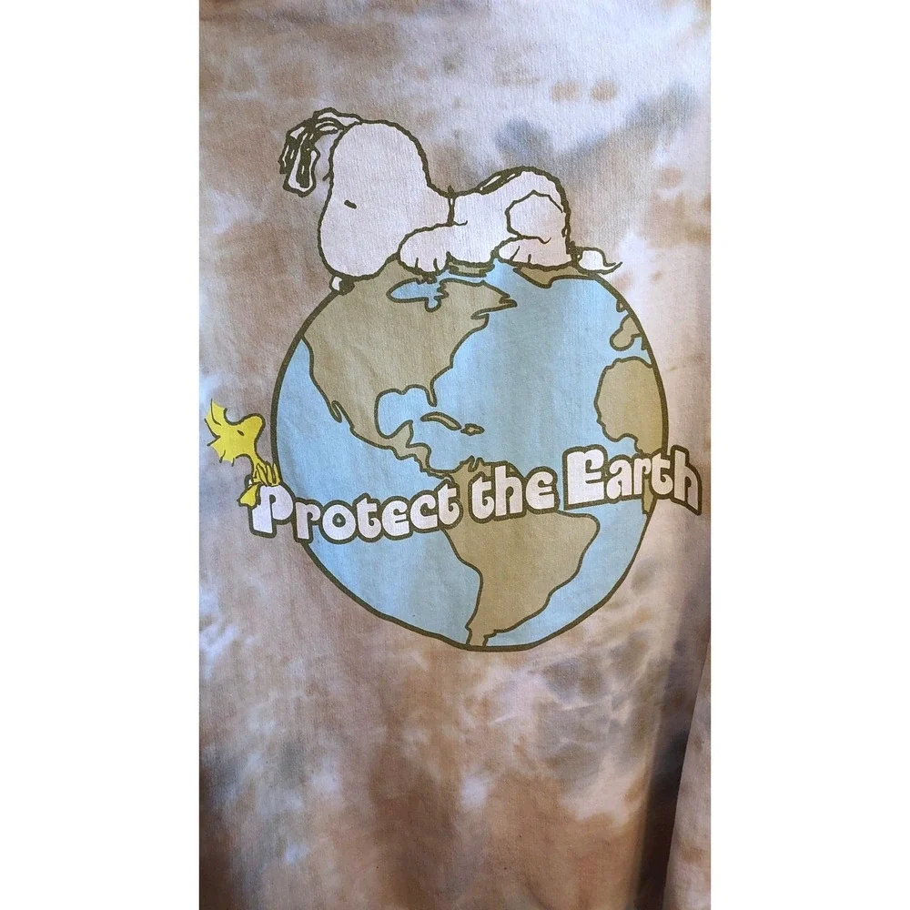 Peanuts Snoopy Protect The Earth‎ Tie Dye Hoodie Unisex Size Medium Sweatshirt